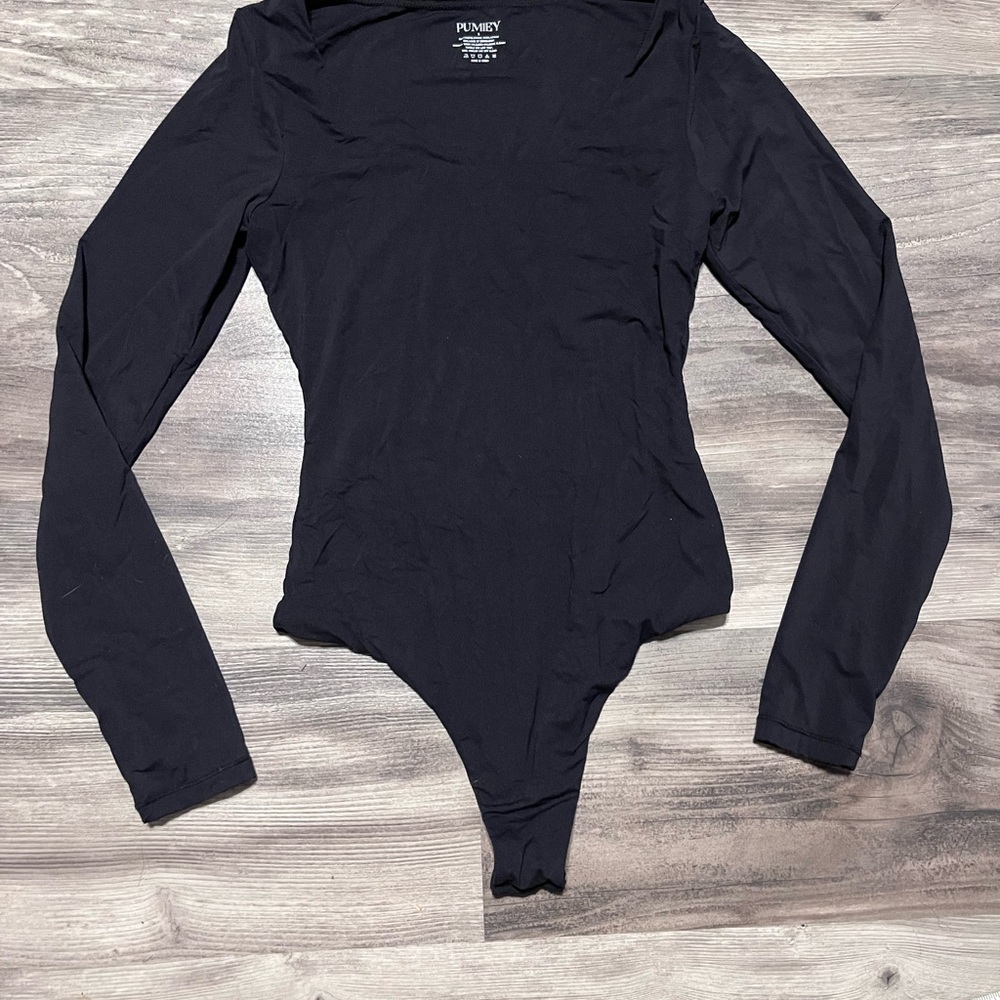 PLUMERIA Black Long Sleeve Bodysuit
